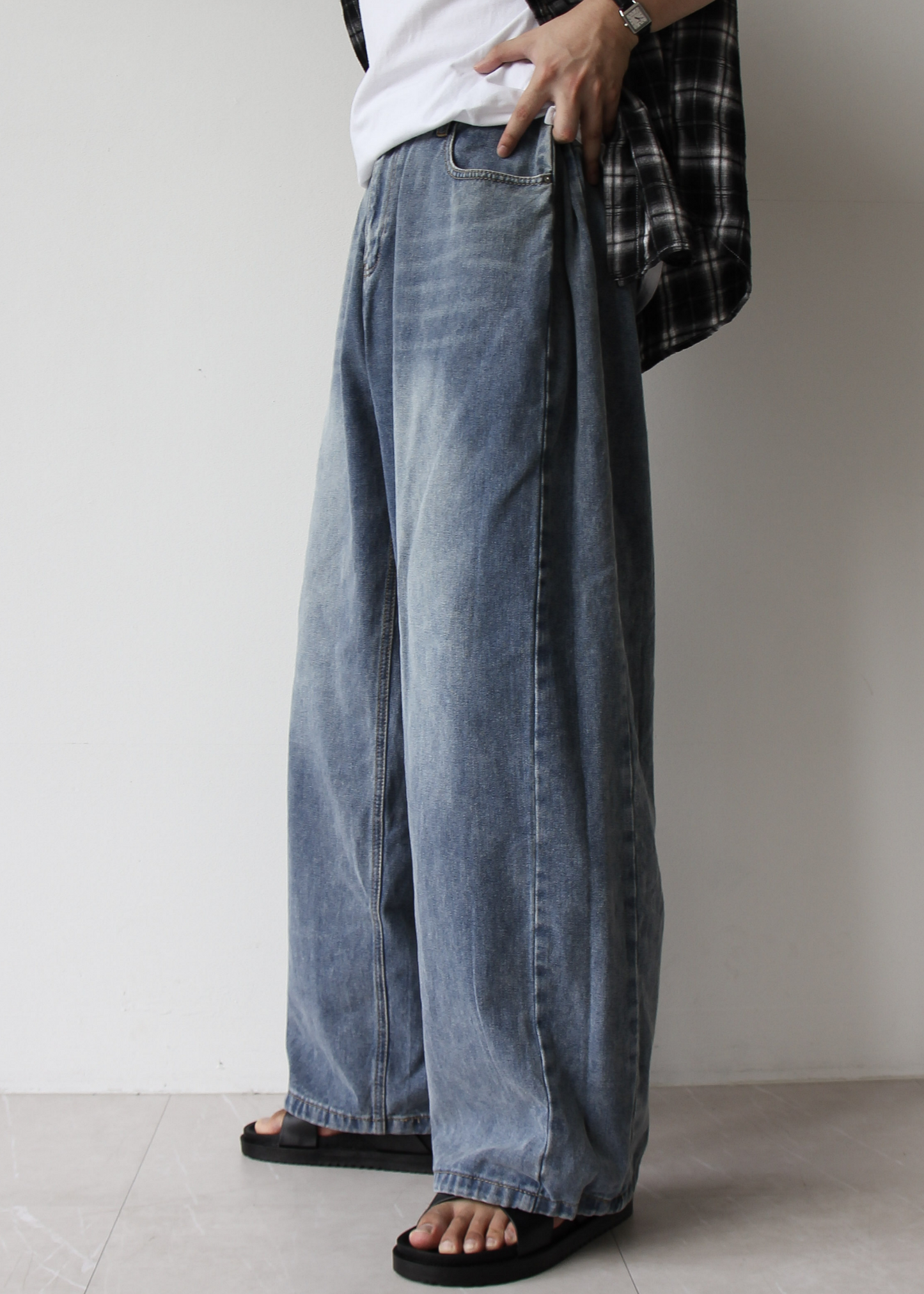 Side Tuck Balloon Washing Denim