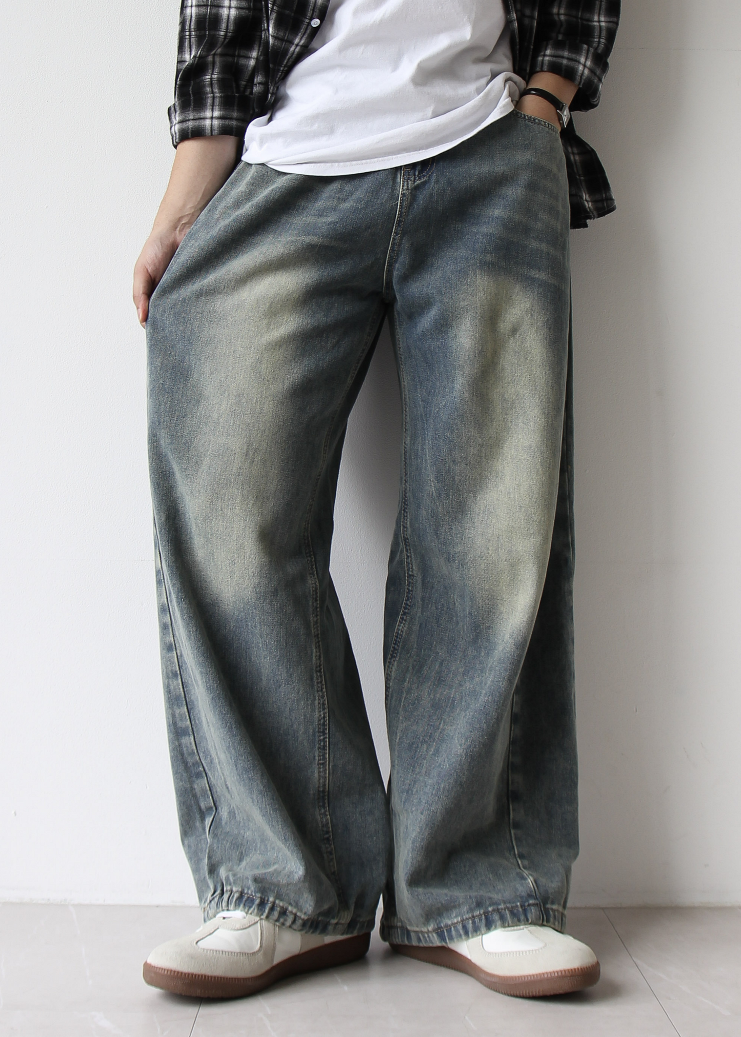 Side Tuck Balloon Washing Denim
