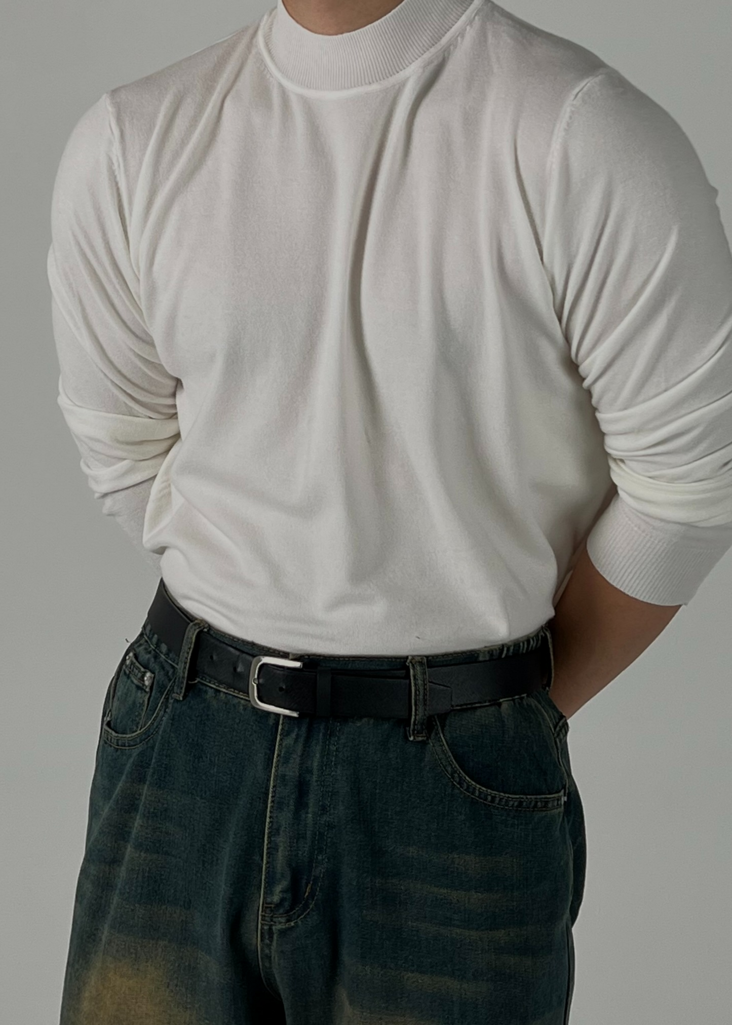 Span Muscle-Fit Half Neck Knit