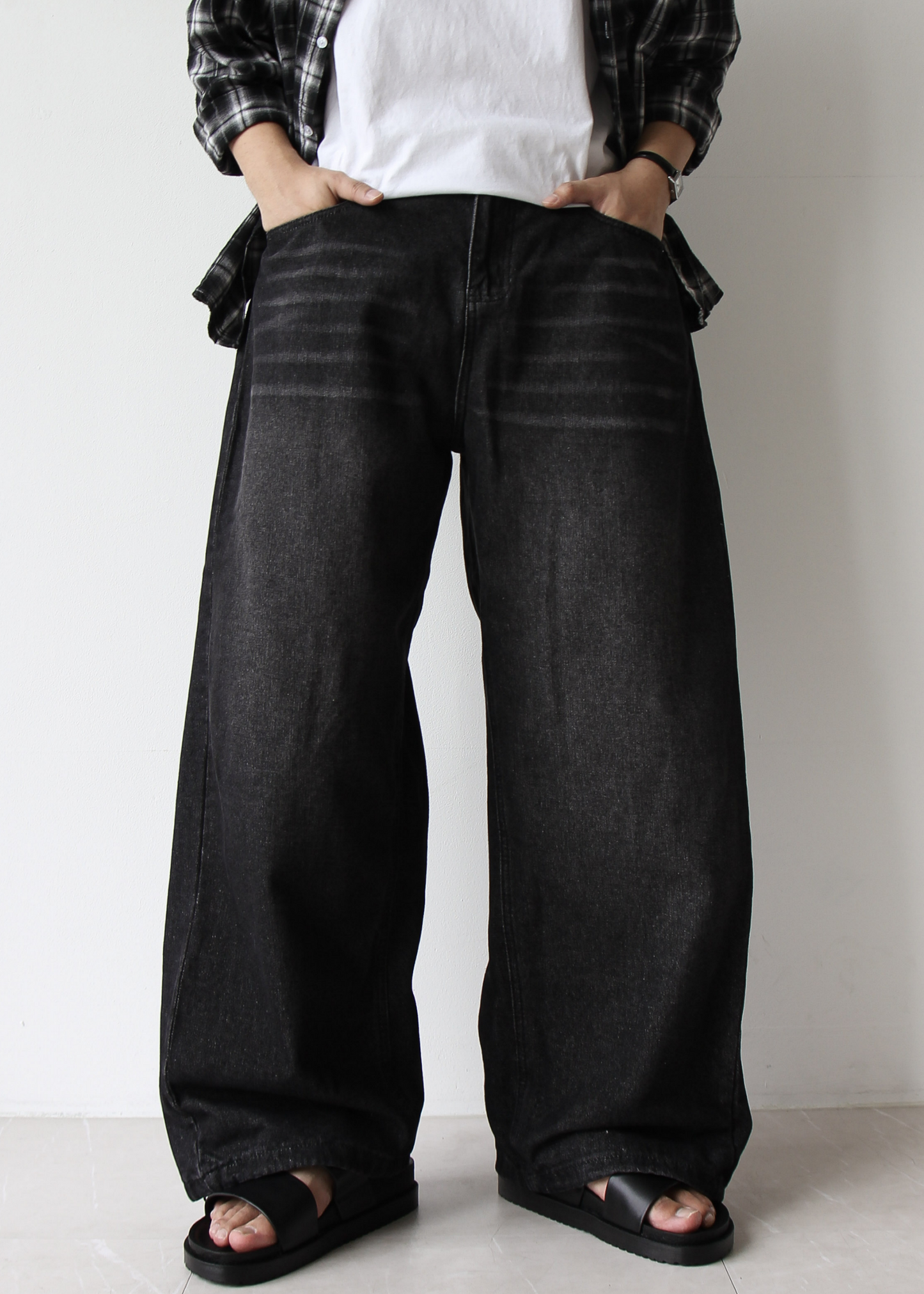 Side Tuck Balloon Washing Denim